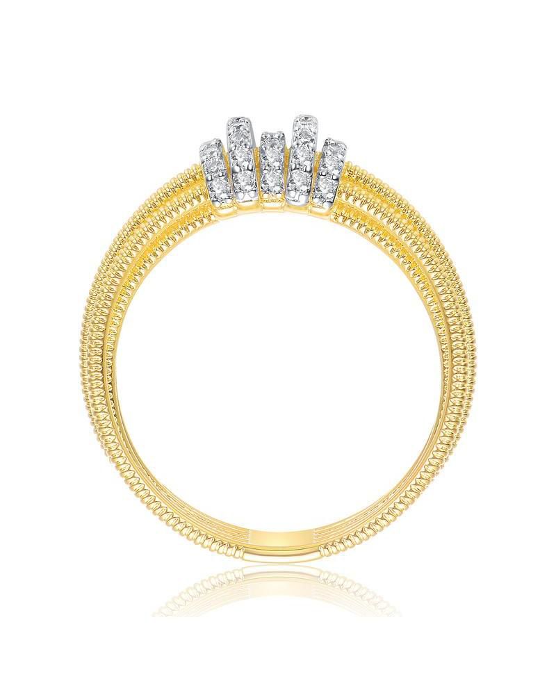 Radiant 14K Gold Plated Mesh Brilliant CZ Bands Ring