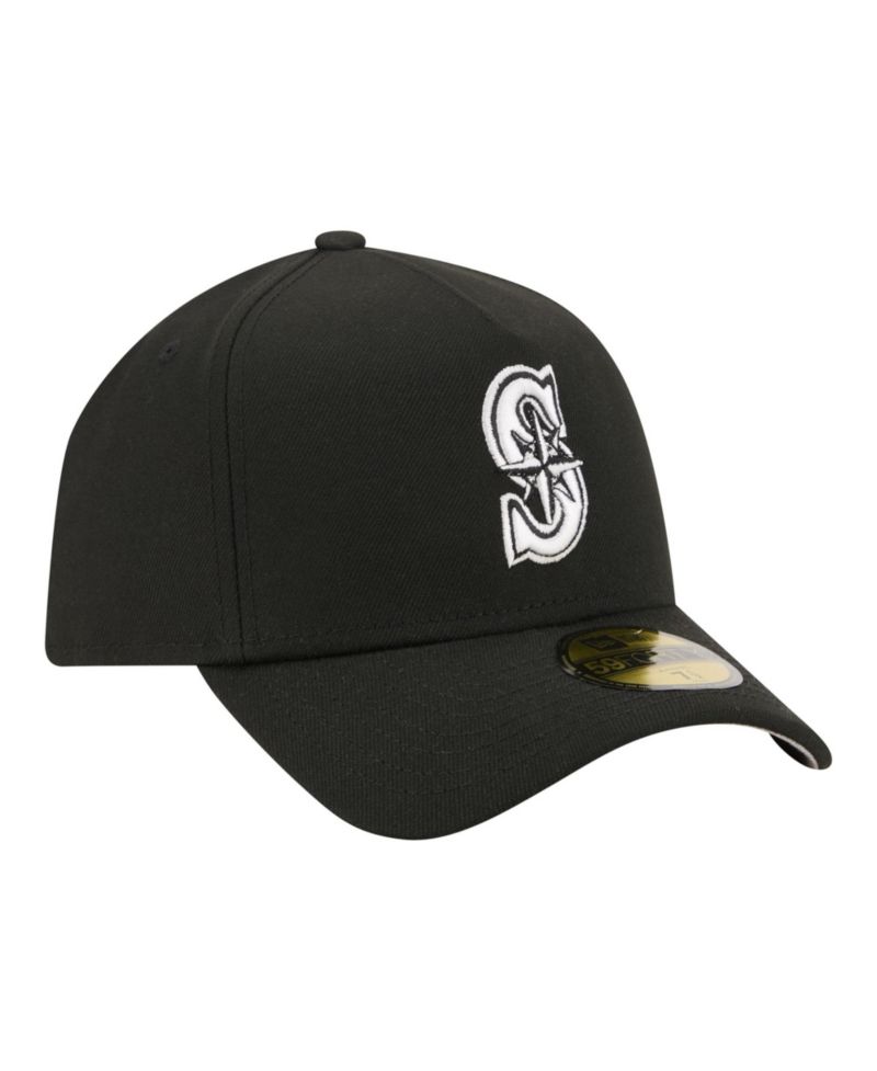 Men's Black Seattle Mariners A-Frame 59FORTY Fitted Hat