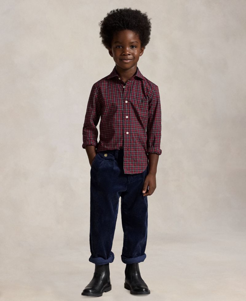 Boys' 2T-7 Plaid Cotton Poplin Shirt