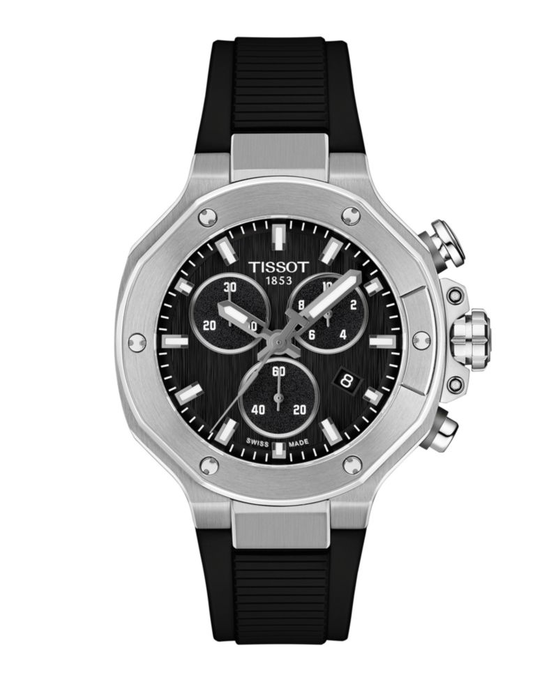 Unisex Black Dial Rubber Strap Watch, 38mm