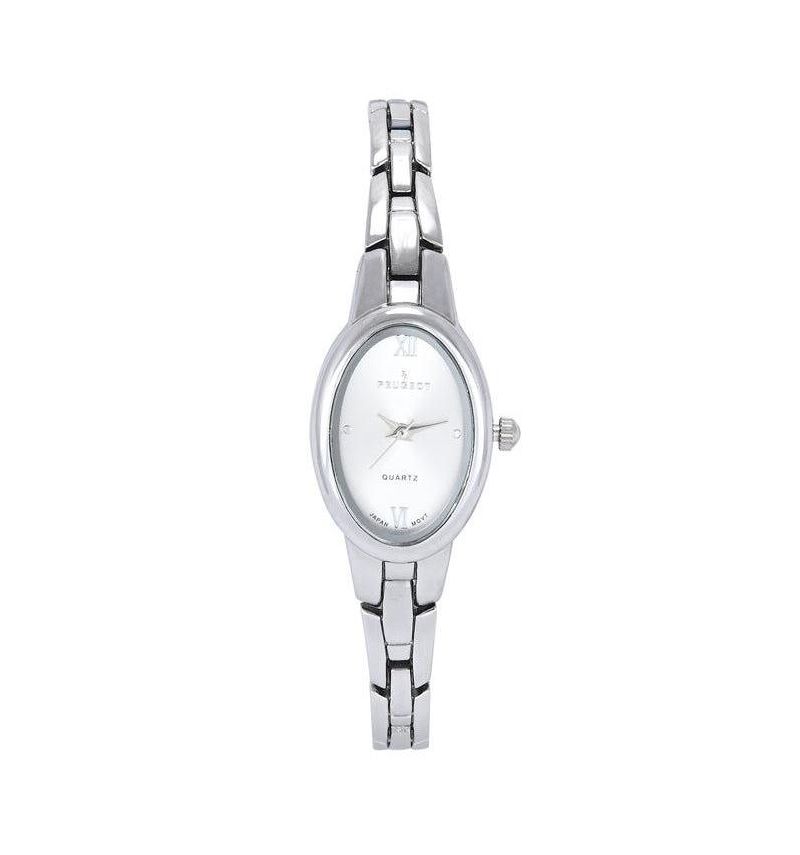 Women's Silver 30x25mm Oval Dial Link Bracelet Watch