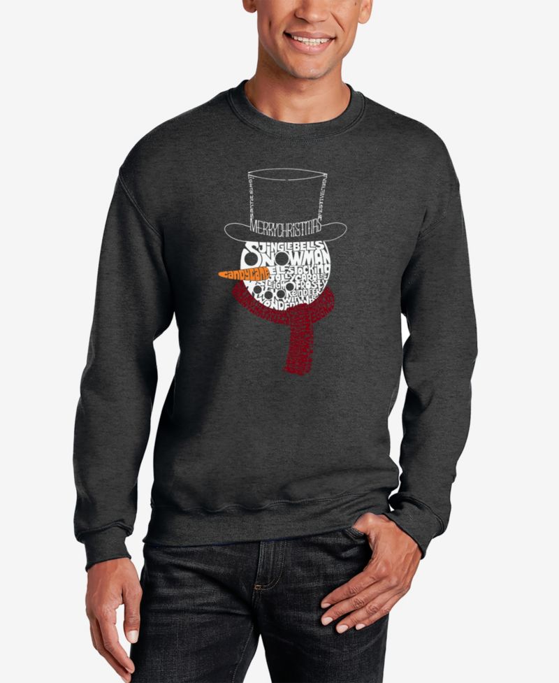 Men's Snowman Face Word Art Crewneck Sweatshirt