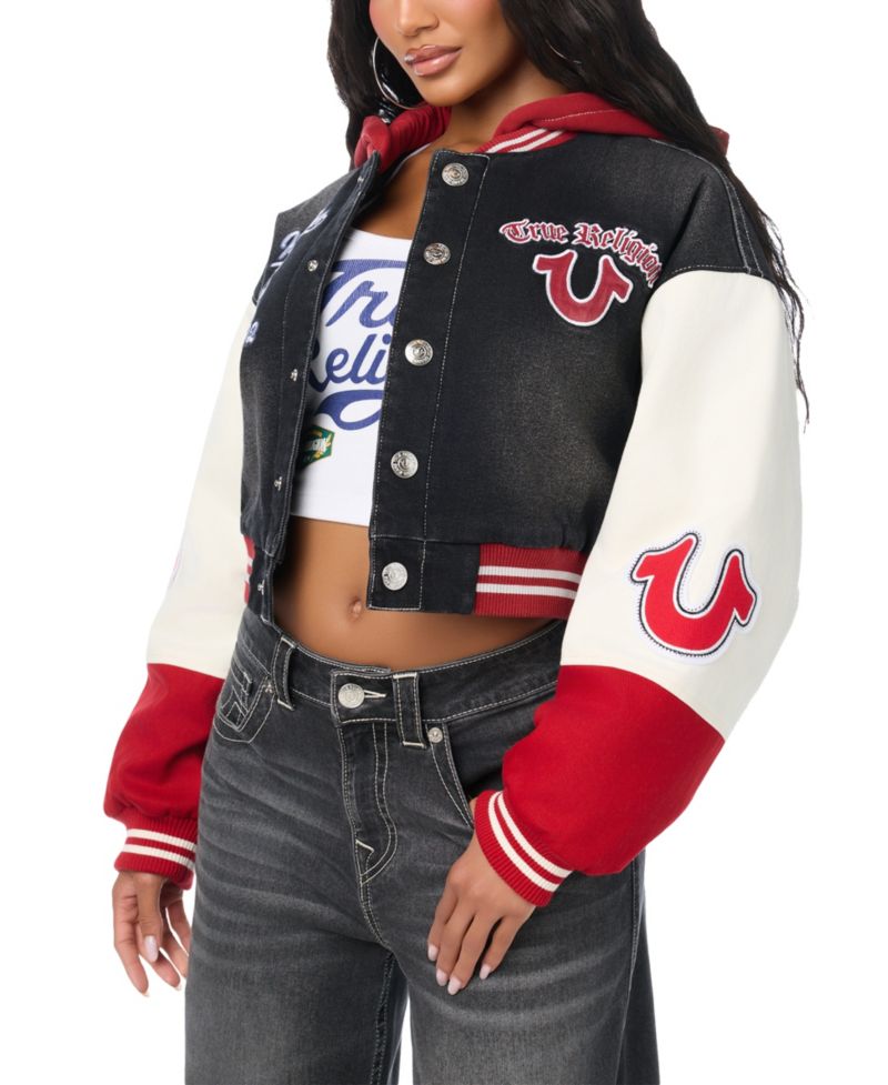 Women's Denim Hooded Bomber Jacket