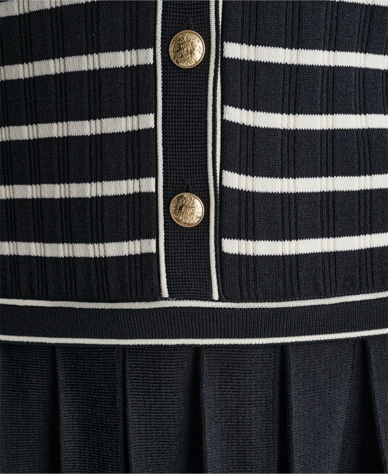 Women's V-Neck Striped Drop-Waist Mini Dress