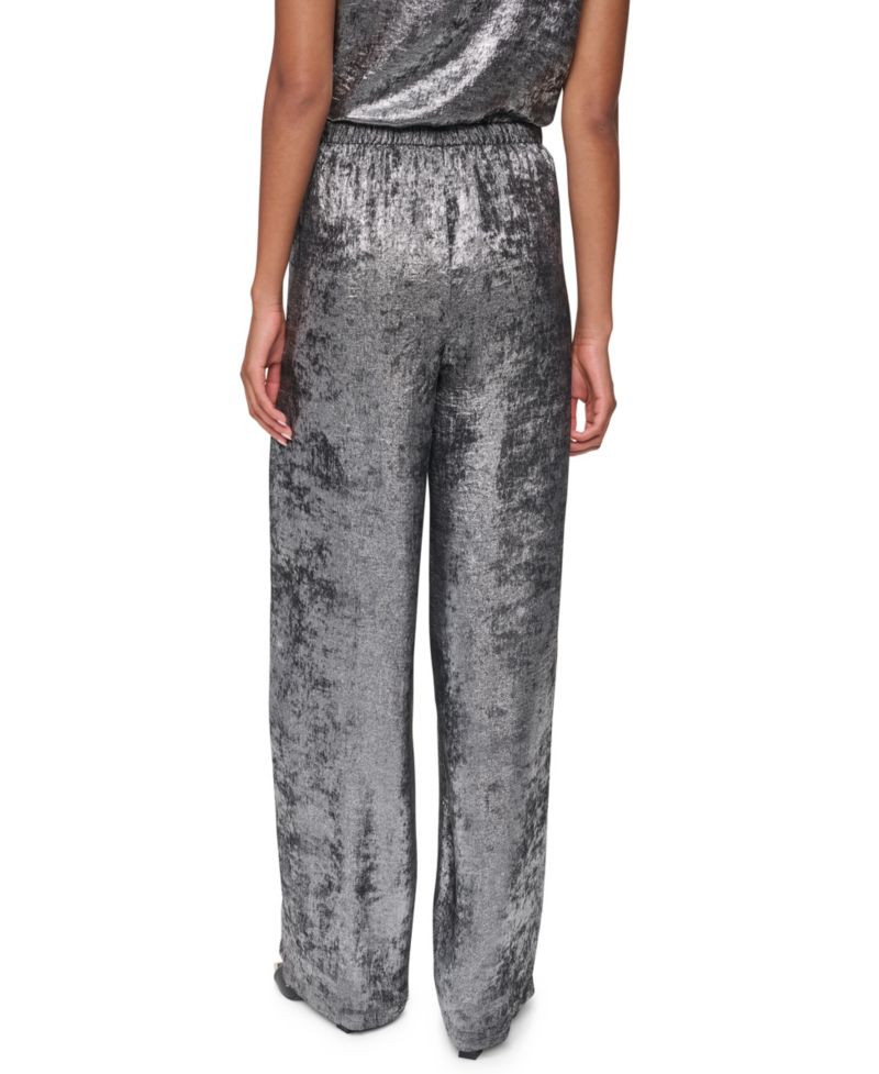 Women's Empire State Steel Pull Velvet High-Rise Wide-Leg Pants