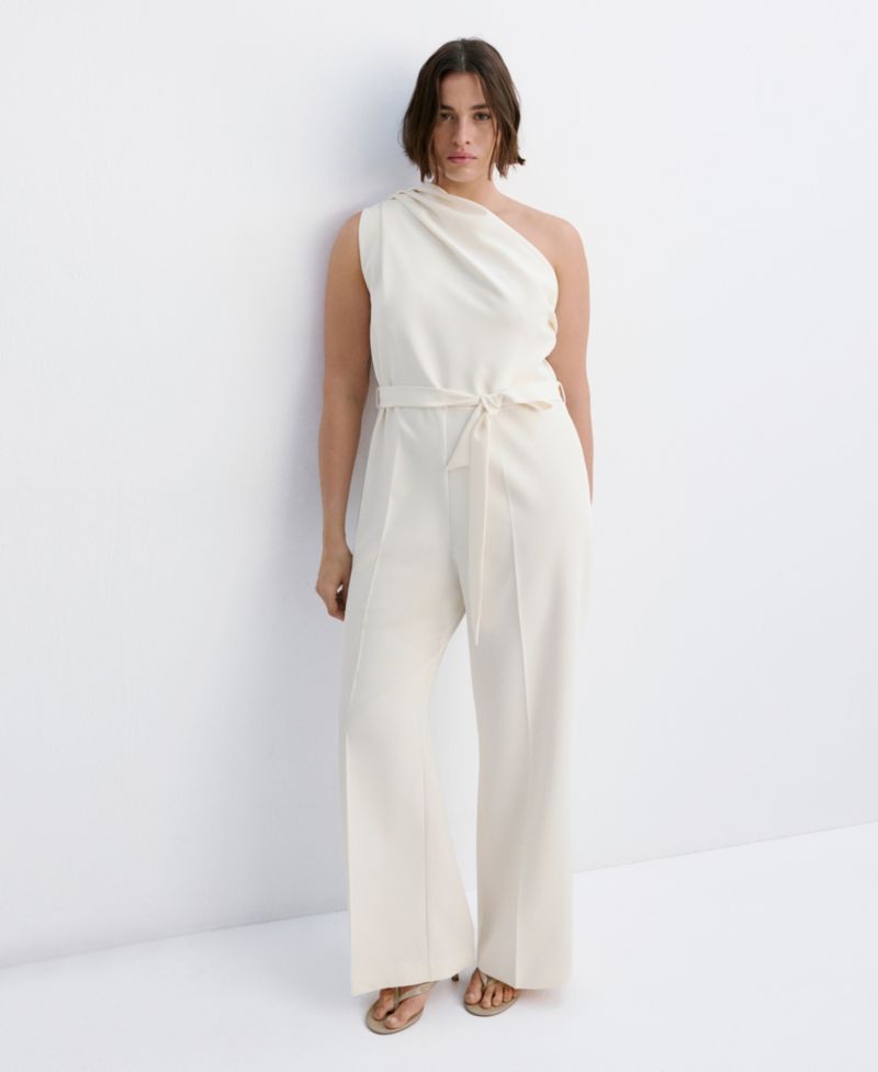 Women's Asymmetric Wide-Leg Belted Jumpsuit