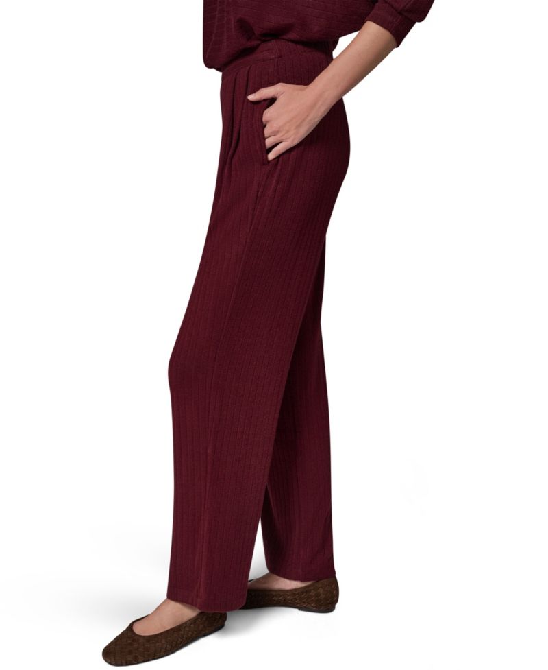 Women's Brushed-Rib High-Waist Wide-Leg Pants