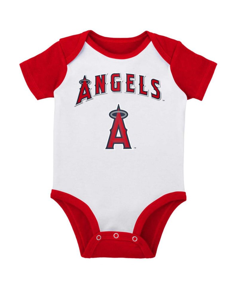 Infant Boys and Girls White and Heather Gray Los Angeles Angels Two-Pack Little Slugger Bodysuit Set