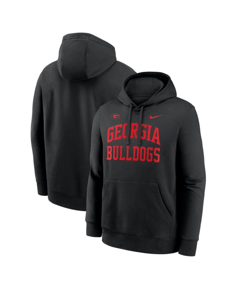 Men's Black Georgia Bulldogs Primetime Arched Club Fleece Pullover Sweatshirt Hoodie