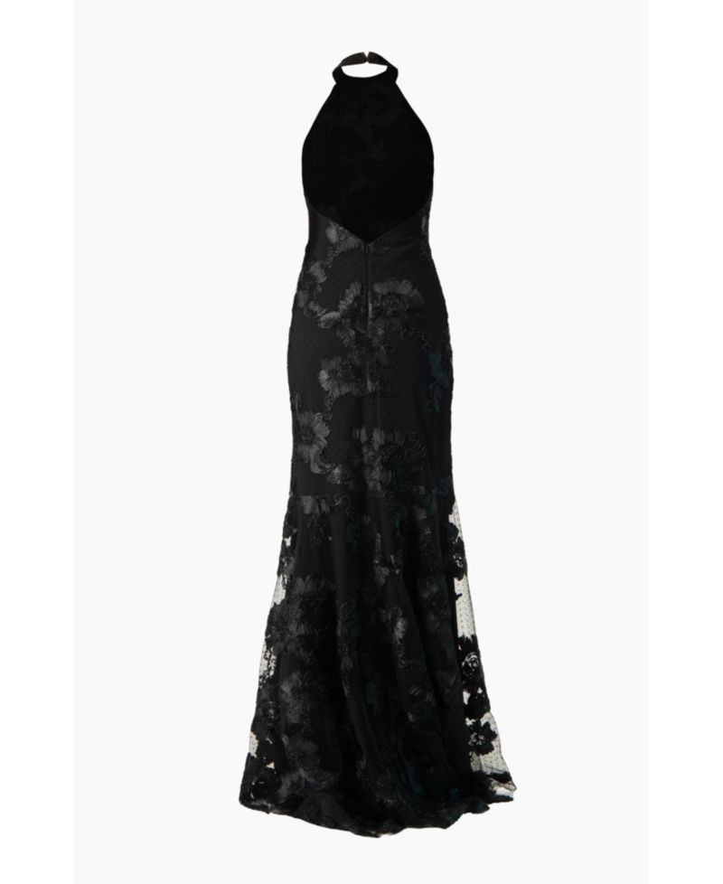 Women's Halter Floral Lace Mermaid Gown