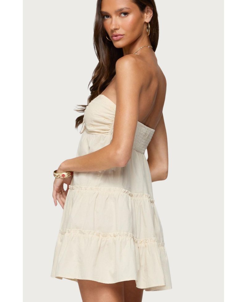 Womens Safie Strapless Tiered Mini Dress