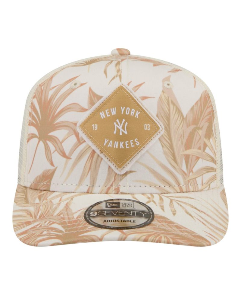 Men's Tan New York Yankees Tonal Palm COOLERA 9SEVENTY Adjustable Trucker Hat