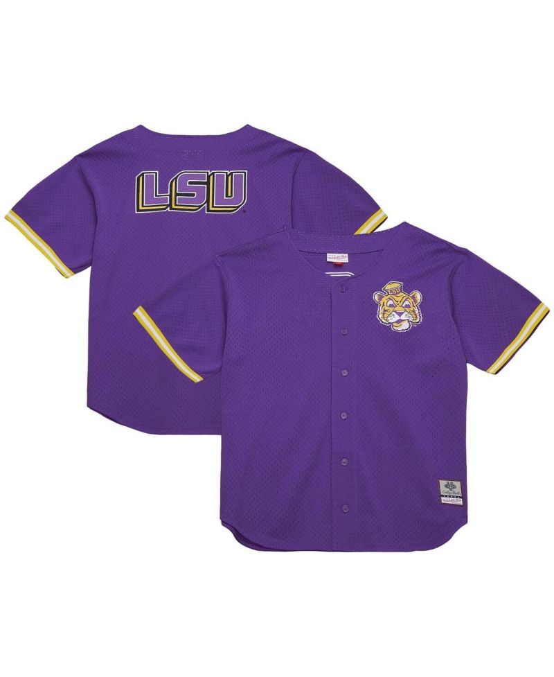 Men's Purple LSU Tigers Game Time Vintage Mesh Button Front Top