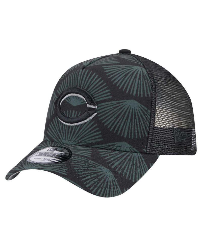 Men's Black Cincinnati Reds 9FORTY A-Frame Trucker Adjustable Hat