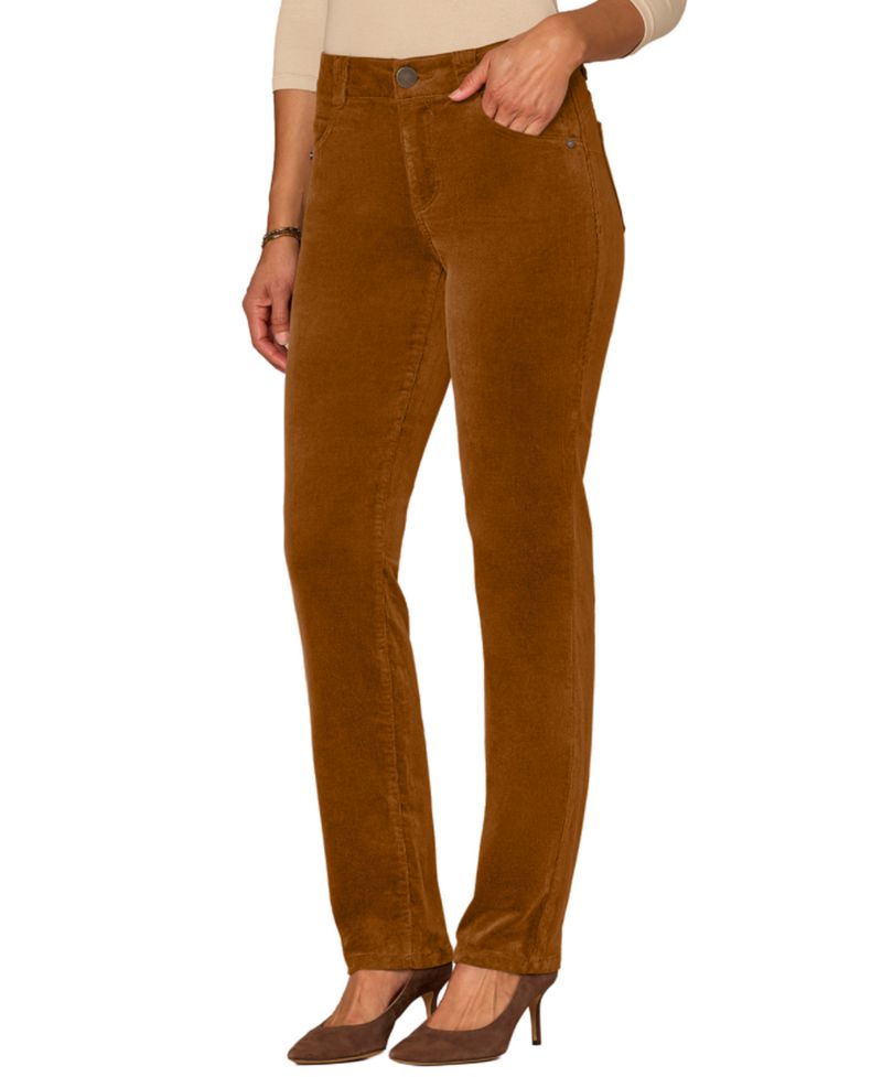 Petite "Ab"solution Mid-Rise Corduroy Straight-Leg Jeans