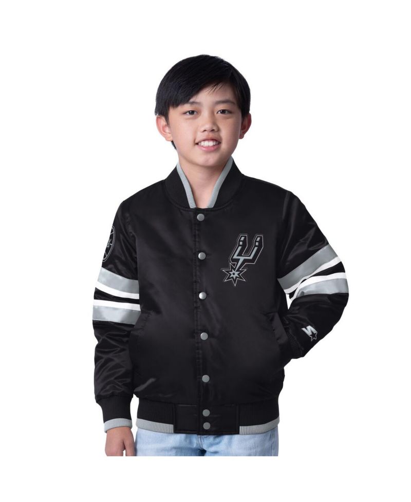 Big Boys and Girls Black San Antonio Spurs Scout Varsity Full-Snap Jacket