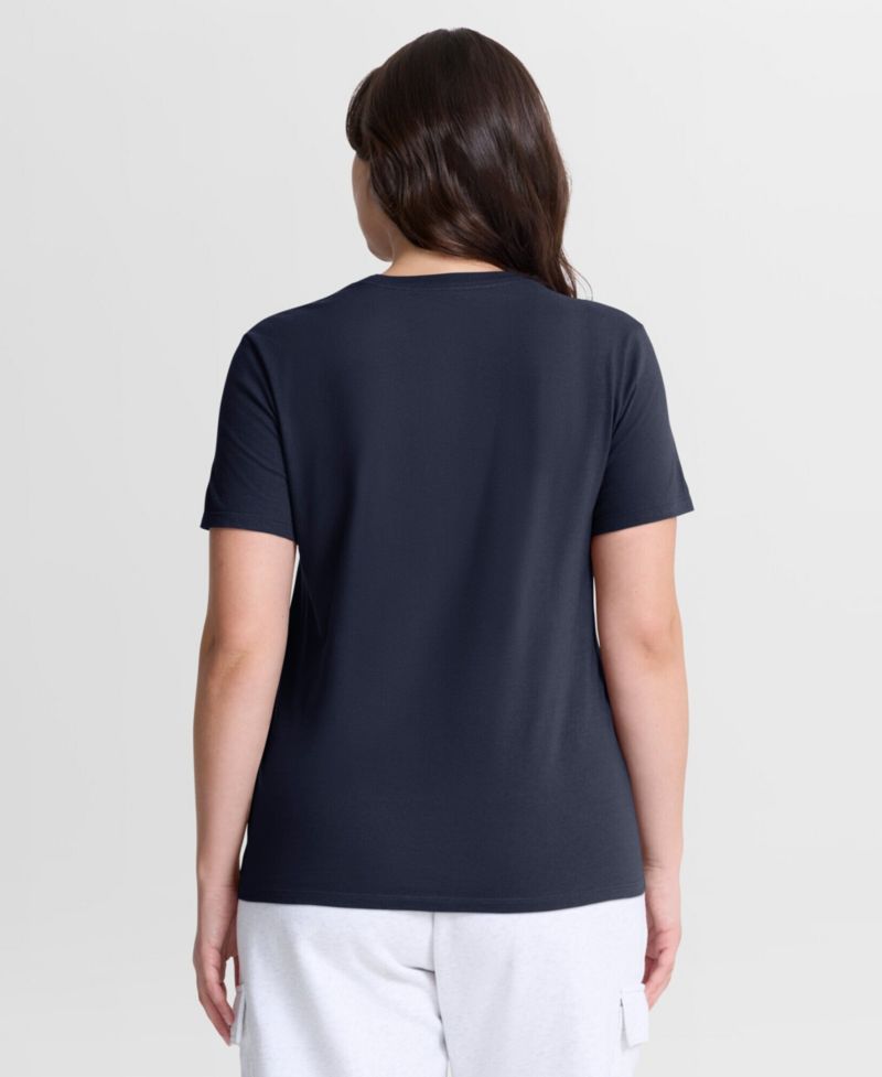 Women's Navy Michigan Wolverines Script Mantra Logo T-Shirt