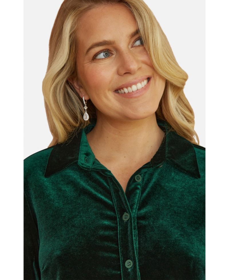Women's Velvet Relaxed-Fit Long-Sleeve Shirt