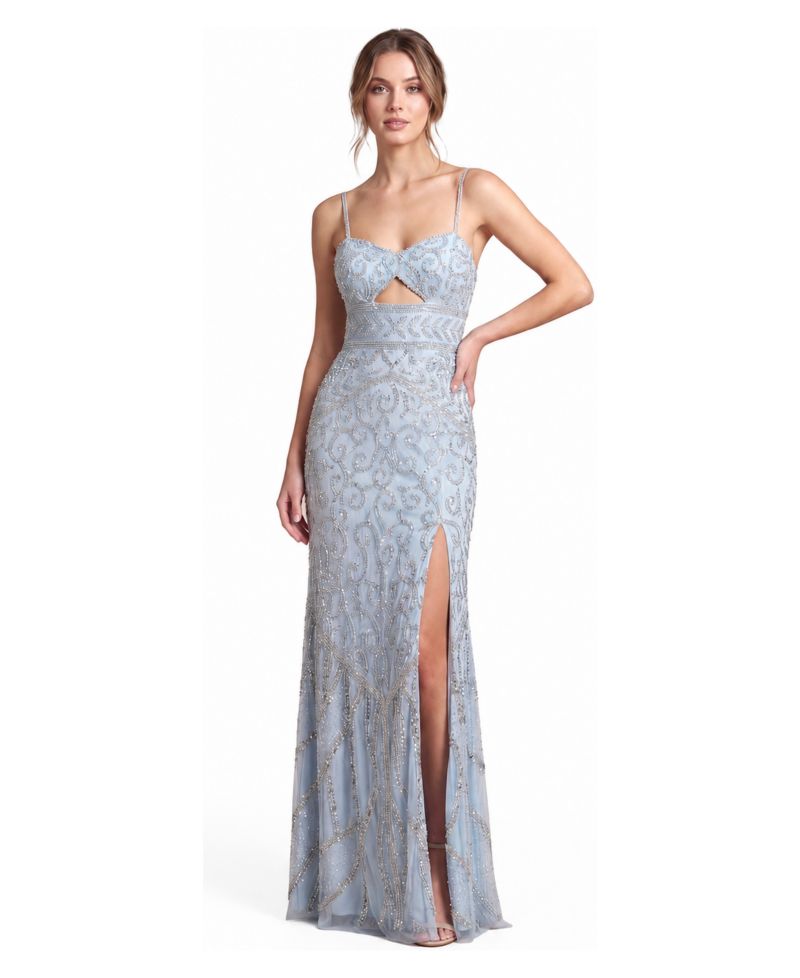 Women's Embellished Gown with Slit And Low Back