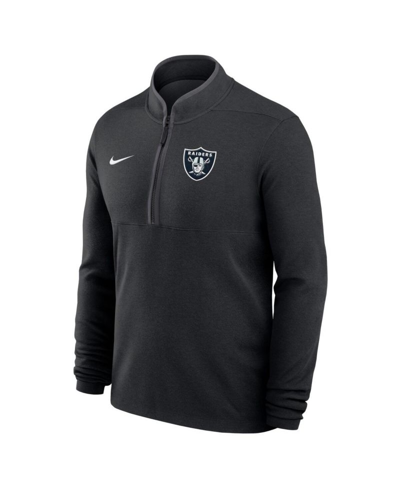Men's Black Las Vegas Raiders Lightweight Victory Dri-FIT Half-Zip Pullover Hoodie