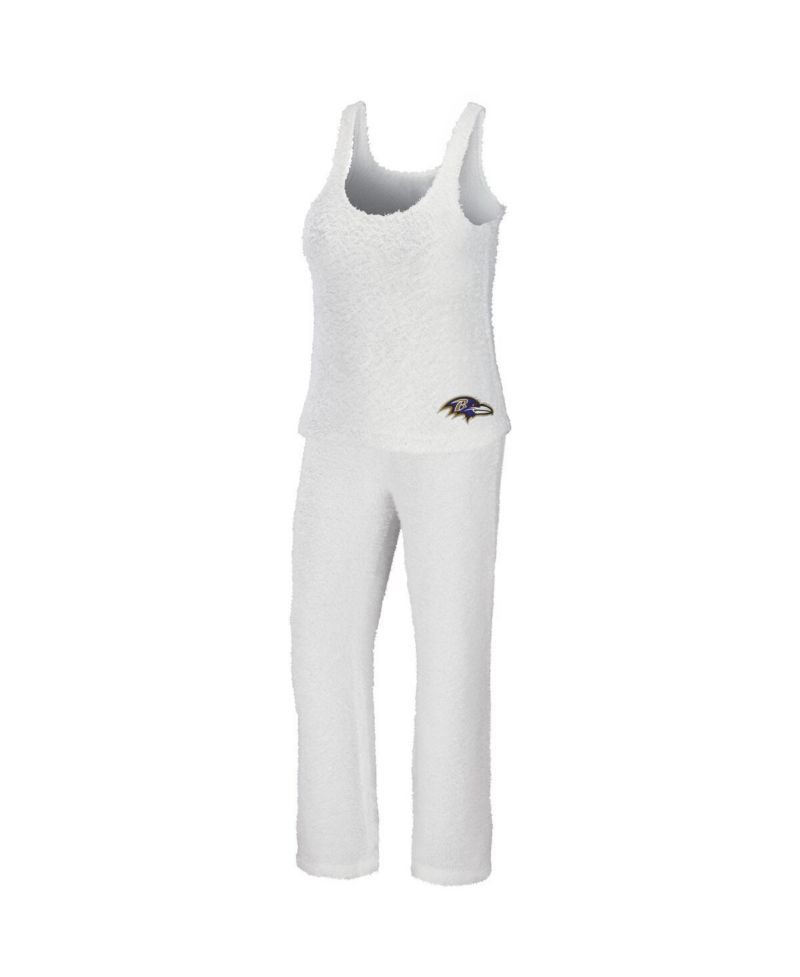 Women's 2-Piece Cream Baltimore Ravens Plus Size Cozy Scoop Neck Tank Top and Pants Set