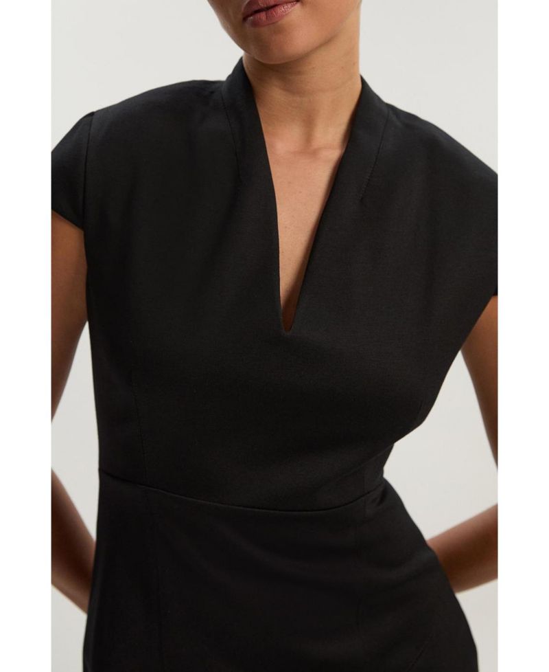 Women's Asymmetric Front Tailored Midi Dress