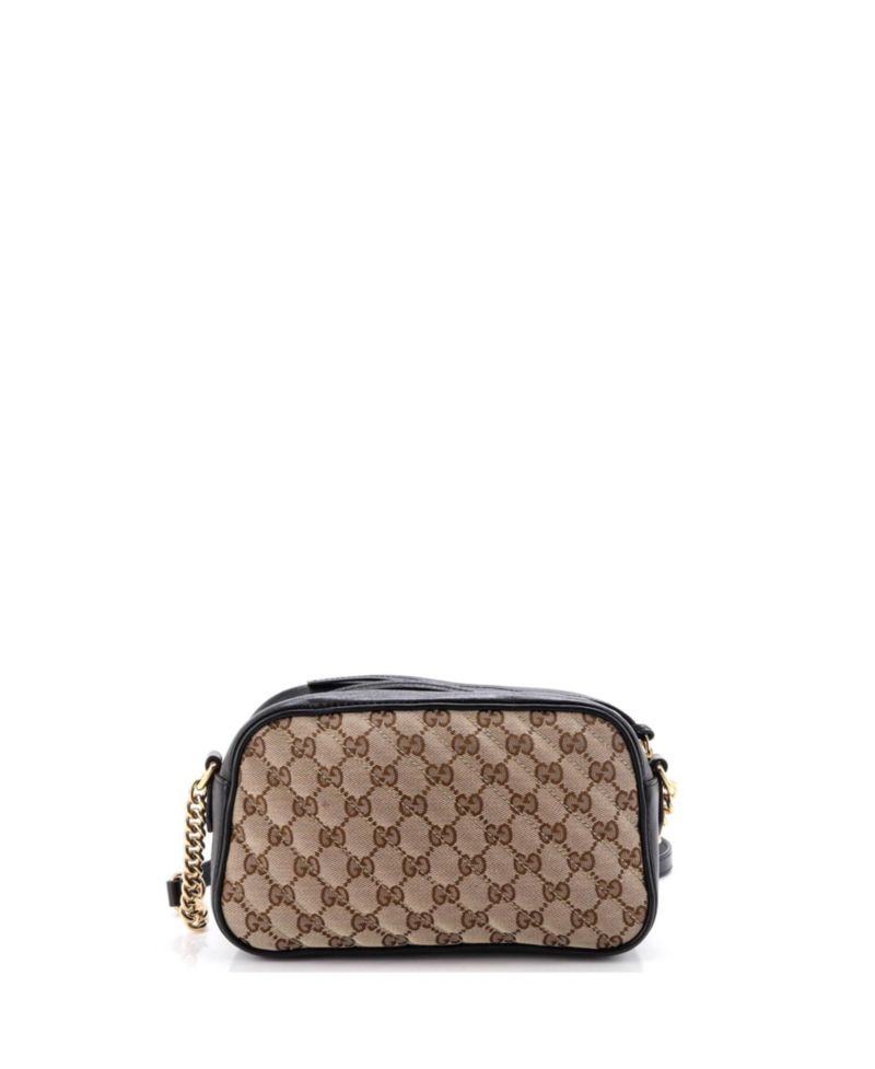 Small GG Marmont Shoulder Bag Diagonal Quilted GG Canvas with Leather