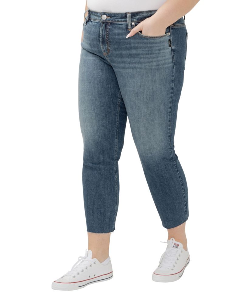 Plus Size Elyse Mid Rise Comfort Fit Ankle Straight Jeans