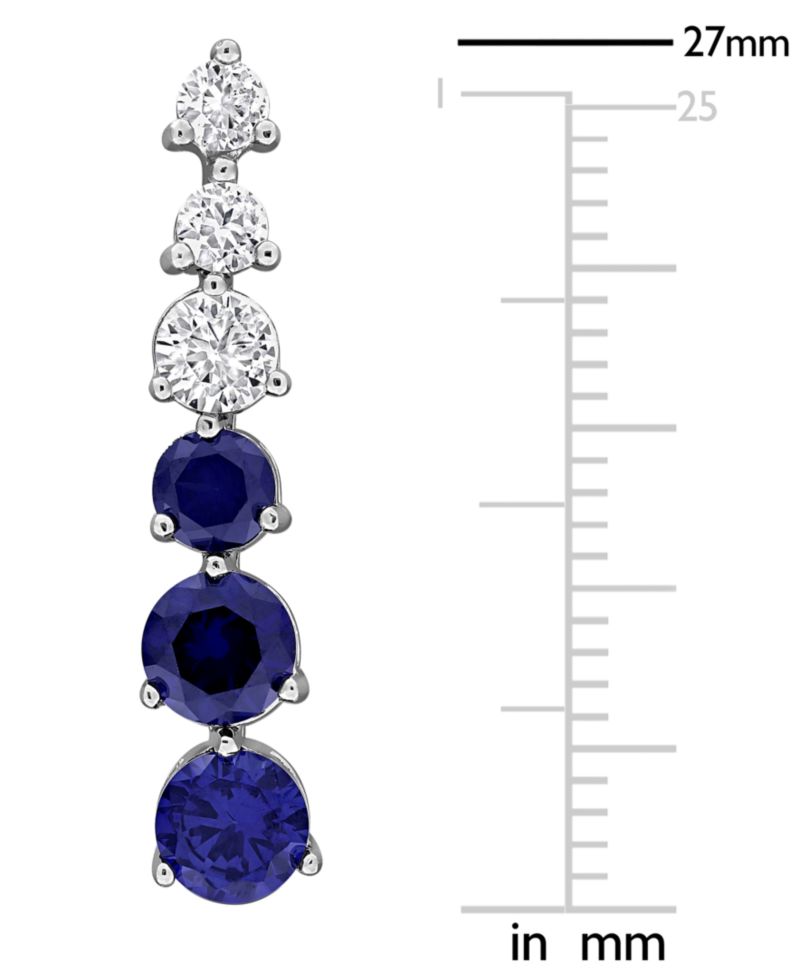 Lab Created Pink Sapphire (7/8 ct. t.w.) & Lab Created White Sapphire (1/2 ct. t.w.) Drop Earrings in Sterling Silver (Also Available in Blue Sapphire)