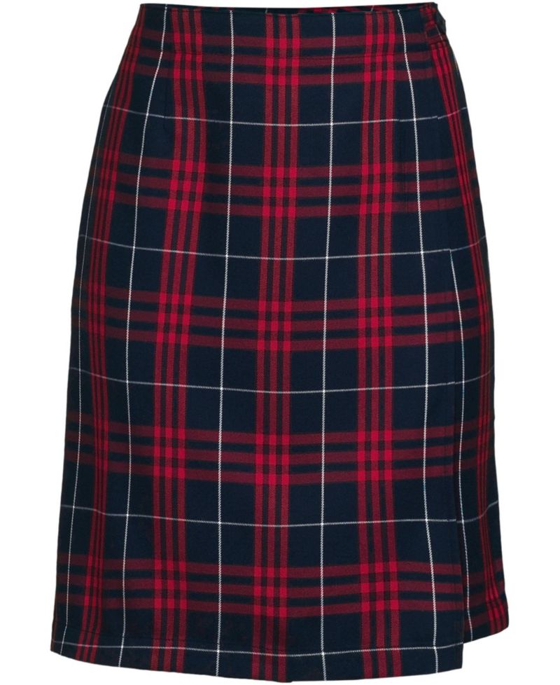 Women's Plaid A Line Tab Skort Top of Knee