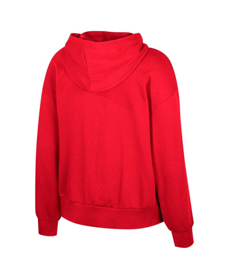 Women's Scarlet Ohio State Buckeyes Reflection Rhinestone Drawcord Pullover Hoodie
