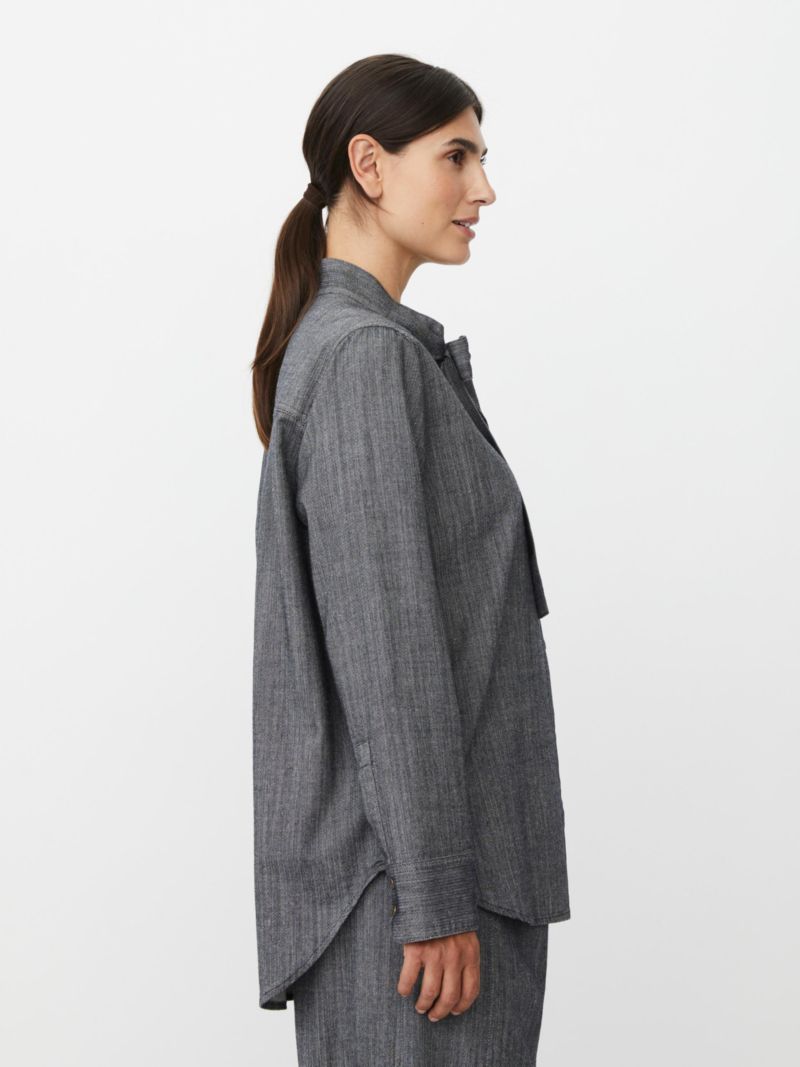 Women's Long Sleeve Neck Tie Shirt