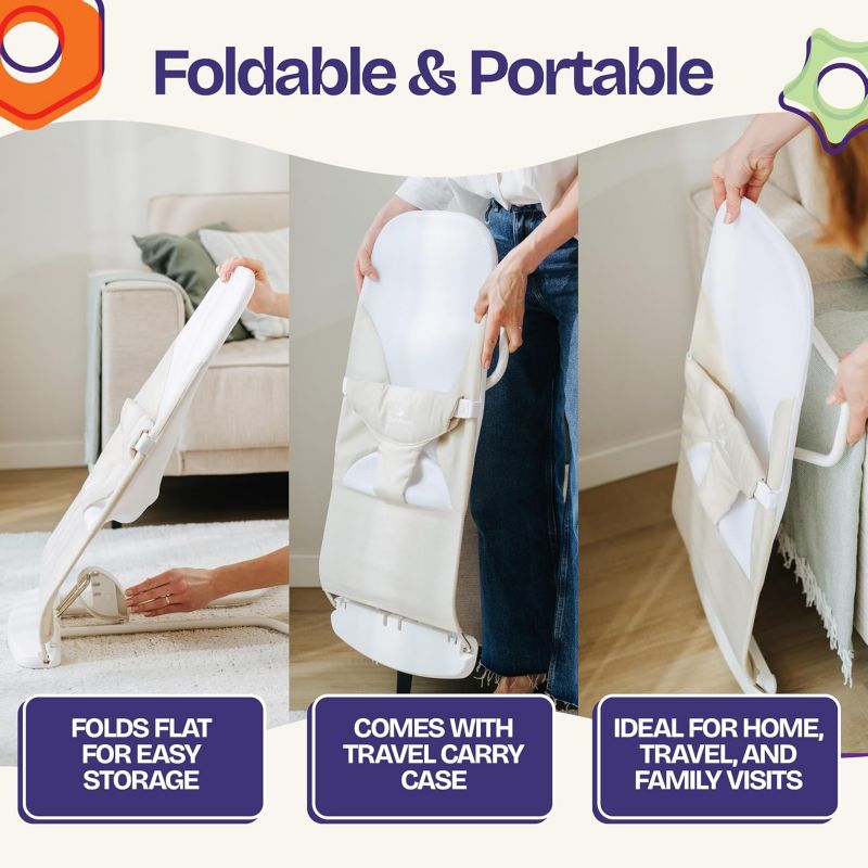 Kids Portable 2 in 1 Bouncer – Versatile Bouncer Chair Bouncer with Ergonomic Support to Use, Oatmeal