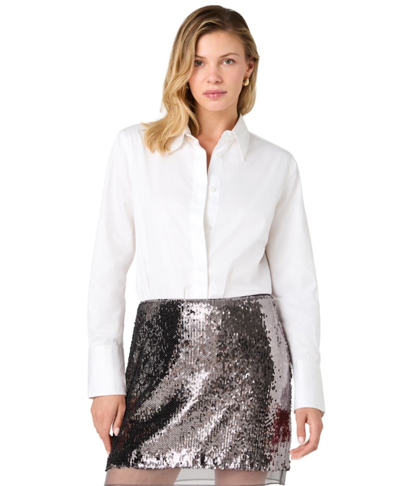 Women's Alexis Long-Sleeve Point-Collar Cotton Shirt