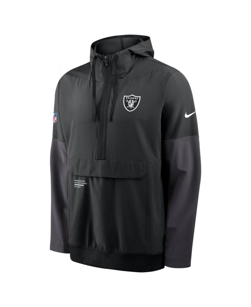 Men's Black Las Vegas Raiders Sideline Anorak Half-Zip Hoodie Jacket