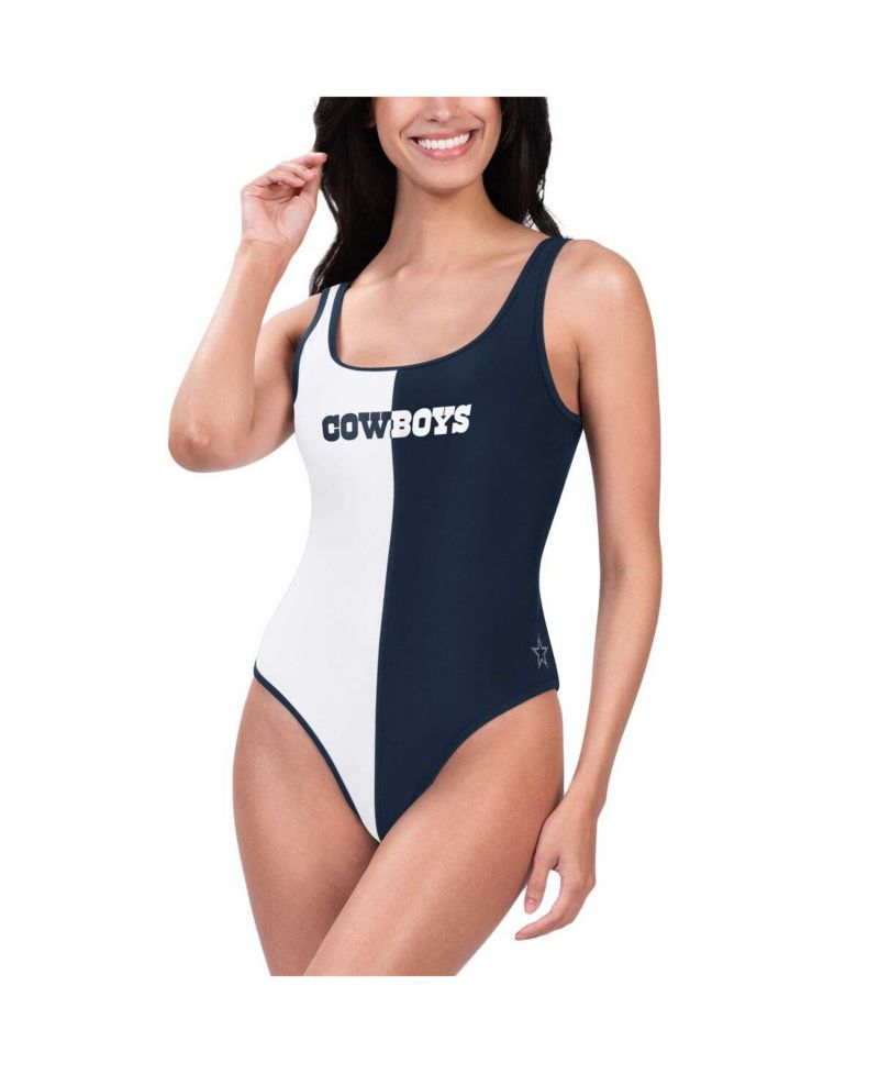 Women's Navy/White Dallas Cowboys Last Stand One-Piece Swimsuit