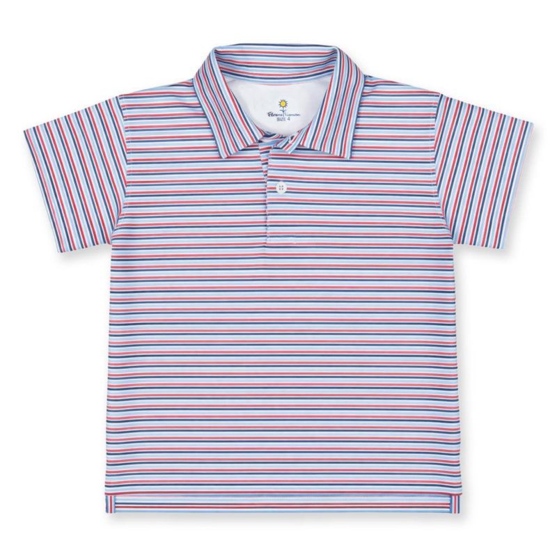 Little Boys Stripe Print Performance Knit Polo