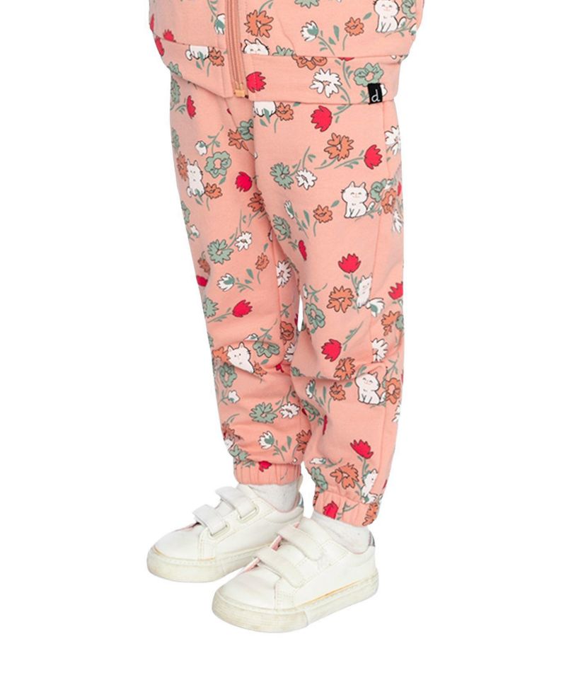 Baby Girls French Terry Sweatpants Pink Cat Print