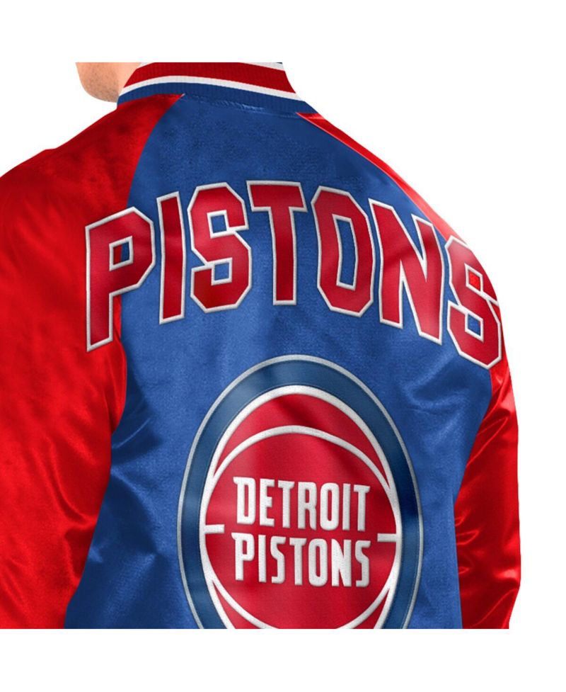 Men's Blue/Red Detroit Pistons Inductee Raglan Full-Snap Varsity Jacket