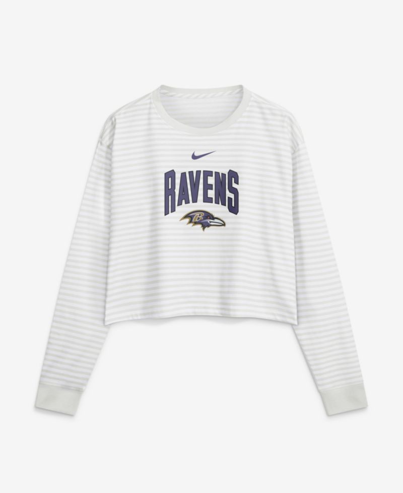 Women's White Baltimore Ravens Loose Fit Crop Top