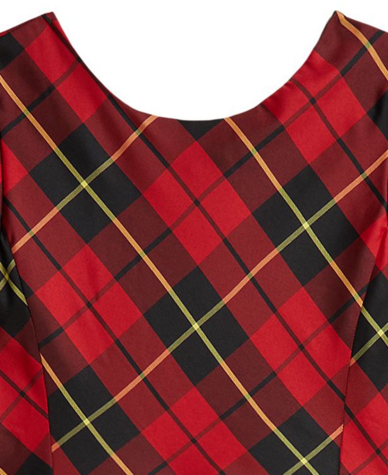 Girls' 7-16 Plaid Short-Sleeve Taffeta Dress