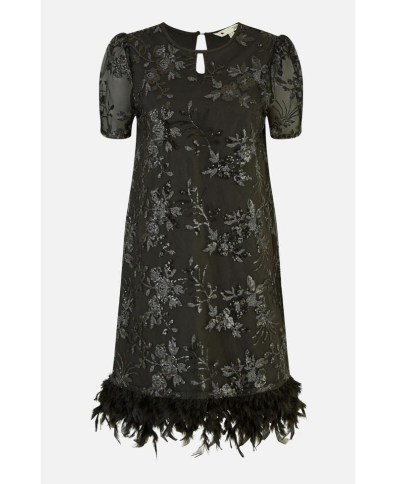 Women's Sequin Embellished Floral Tunic Dress