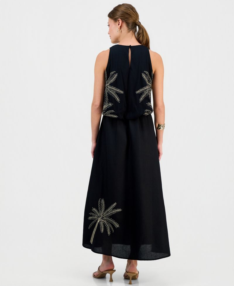 Petite Cotton Embroidered Cinched Tank Top & Embroidered Midi Skirt