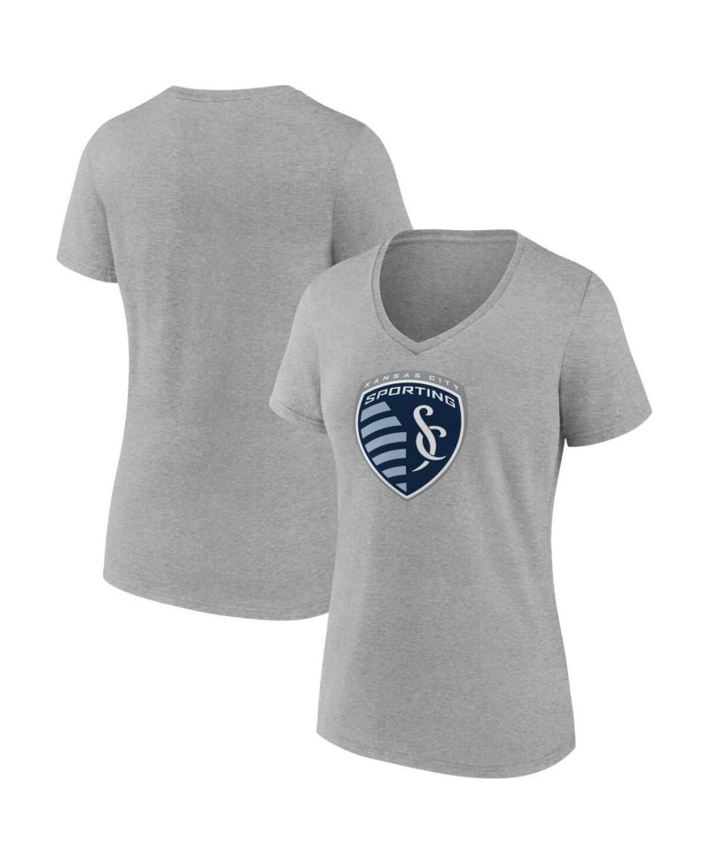 Women's Steel Sporting Kansas City Logo V-Neck T-Shirt
