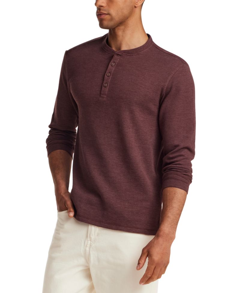 Men's Variegated Microstripe Waffle Henley T-Shirt