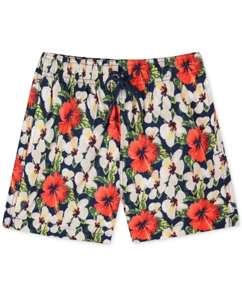 Sunset and Vines Men's Floral Woven Swim Trunks