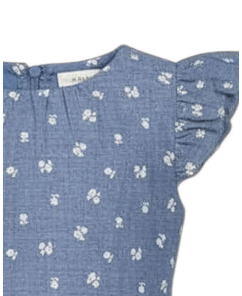 Girls' 4-16 Chambray Smocked-Waist Ruffle-Sleeve Dress
