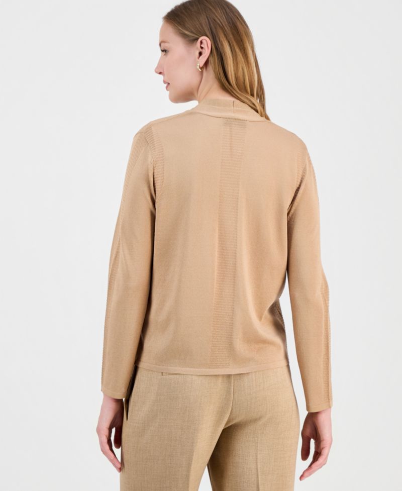 Women's Stitch-Detail Open-Front Cardigan Sweater