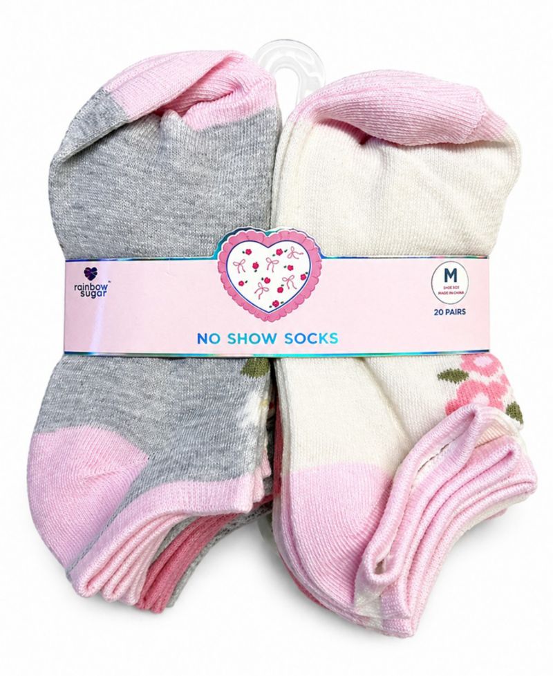 Girls' 4-8.5 Low Cut Socks, 20-Pack