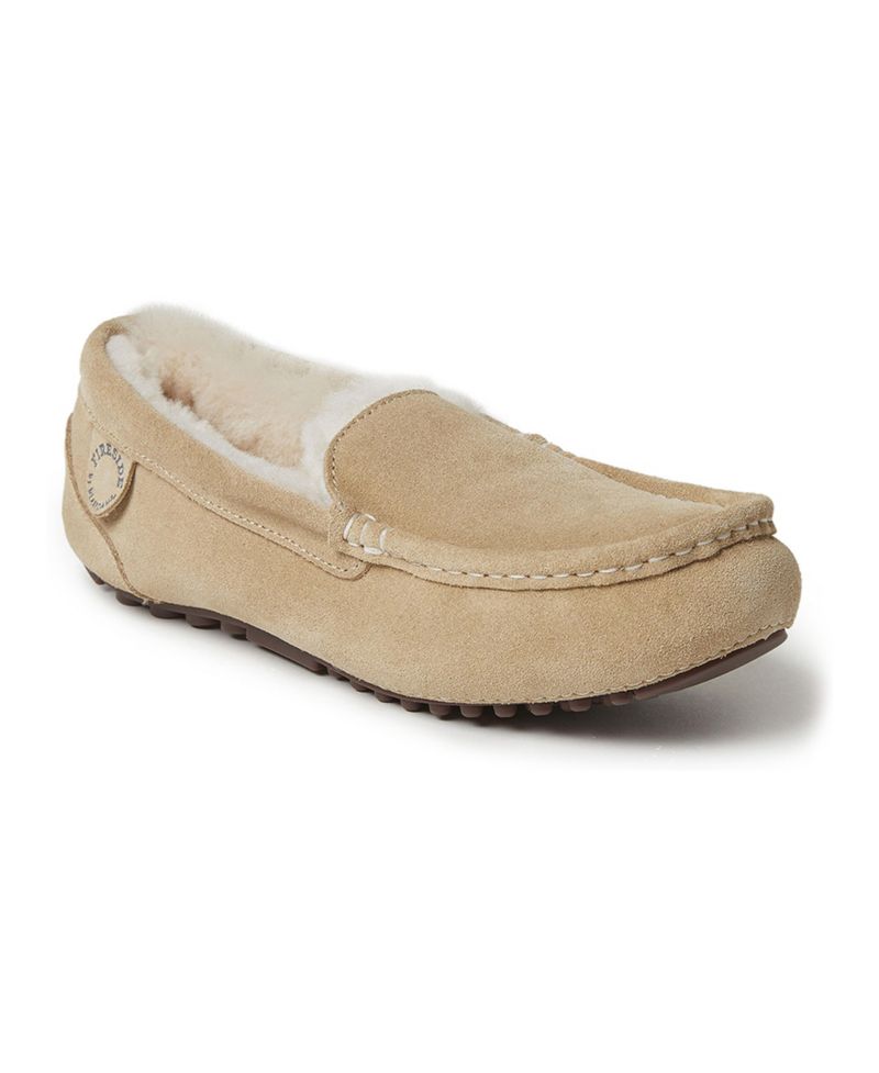 Dearfoams Women's Fireside Mel Genuine Shearling Moccasin Slipper